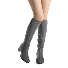 Load image into Gallery viewer, Light Grey Pixie Black Knee High Fashion Boots