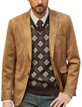 Load image into Gallery viewer, Light Tan Men&#39;s Faux Leather Suede Blazer Jacket