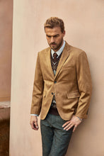 Load image into Gallery viewer, Light Tan Men&#39;s Faux Leather Suede Blazer Jacket