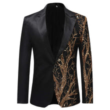 Load image into Gallery viewer, Lightning Tree black Men&#39;s Stylish Sequin Long Sleeve Dress Blazer