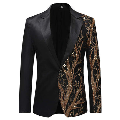 Lightning Tree black Men's Stylish Sequin Long Sleeve Dress Blazer