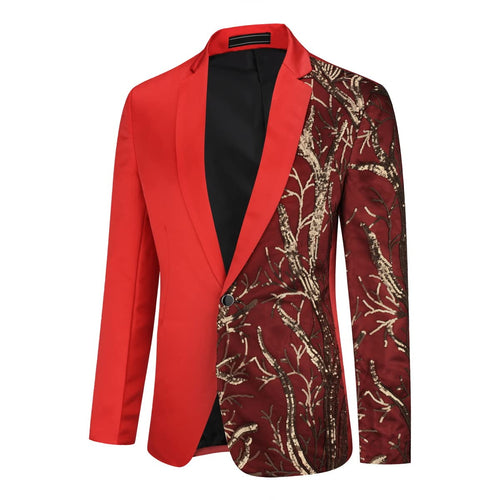 Lightning Tree-red Men's Stylish Sequin Long Sleeve Dress Blazer