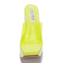 Load image into Gallery viewer, Lime Platform Open Toe Wedge Heels