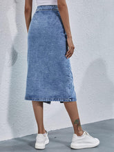Load image into Gallery viewer, High Waist Button Down Blue Denim Pencil Skirt