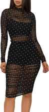 Load image into Gallery viewer, Black Sparkle Mesh Long Sleeve Dress