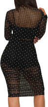 Load image into Gallery viewer, Black Sparkle Mesh Long Sleeve Dress