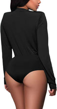 Load image into Gallery viewer, Black Knit V Neck Long Sleeve Bodysuit