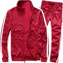 Load image into Gallery viewer, Men&#39;s Casual Red Striped Jacket/Pants Warm Up Tracksuit