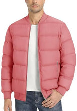 Load image into Gallery viewer, Orange Puffer Casual Quilted Long Sleeve Bomber Jacket