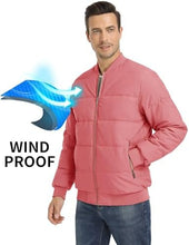 Load image into Gallery viewer, Orange Puffer Casual Quilted Long Sleeve Bomber Jacket
