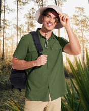 Load image into Gallery viewer, Men&#39;s Green Mesh Quick Dry Short Sleeve Cargo Shirt