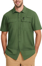 Load image into Gallery viewer, Men&#39;s Green Mesh Quick Dry Short Sleeve Cargo Shirt