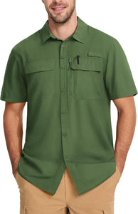 Men's Green Mesh Quick Dry Short Sleeve Cargo Shirt
