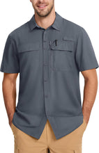Load image into Gallery viewer, Men&#39;s Navy Blue Mesh Quick Dry Short Sleeve Cargo Shirt