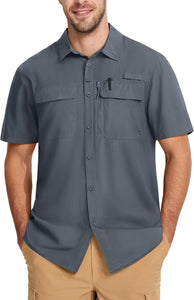 Men's Navy Blue Mesh Quick Dry Short Sleeve Cargo Shirt