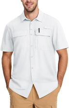 Load image into Gallery viewer, Men&#39;s White Mesh Quick Dry Short Sleeve Cargo Shirt