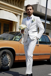 Men's Light Blue Imperial Style 3pc Wedding Tuxedo Formal Suit