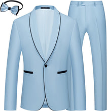 Load image into Gallery viewer, Men&#39;s Light Blue Imperial Style 3pc Wedding Tuxedo Formal Suit