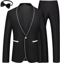 Load image into Gallery viewer, Men&#39;s Black Imperial Style 3pc Wedding Tuxedo Formal Suit