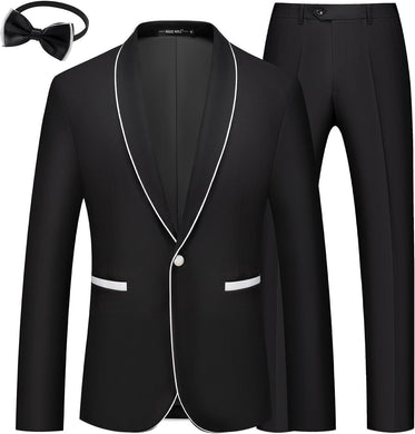 Men's Black Imperial Style 3pc Wedding Tuxedo Formal Suit