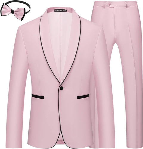 Men's Pink Imperial Style 3pc Wedding Tuxedo Formal Suit