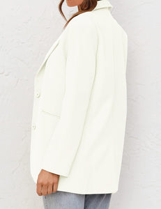 Stylish Ivory Open Front Long Sleeve Blazer Jacket