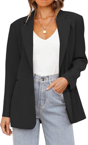 Stylish Ivory Open Front Long Sleeve Blazer Jacket