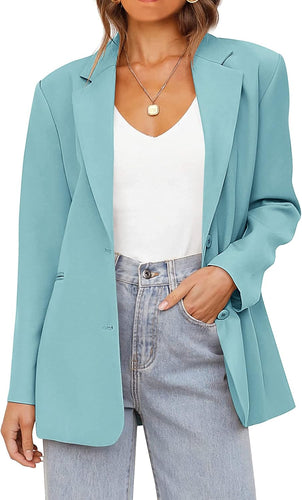 Stylish Sage Green Open Front Long Sleeve Blazer Jacket