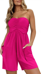 Sweetheart Pink Knit Romper w/Pockets