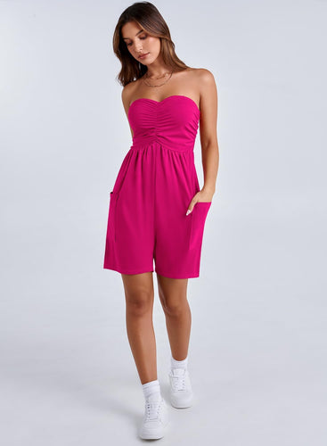 Sweetheart Pink Knit Romper w/Pockets