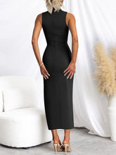 Load image into Gallery viewer, Calle Sage Green Mock Neck Sleeveless Bodycon Dress