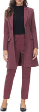 Load image into Gallery viewer, Polished Women&#39;s Red Plaid Long Business Blazer &amp; Pants Suit Set