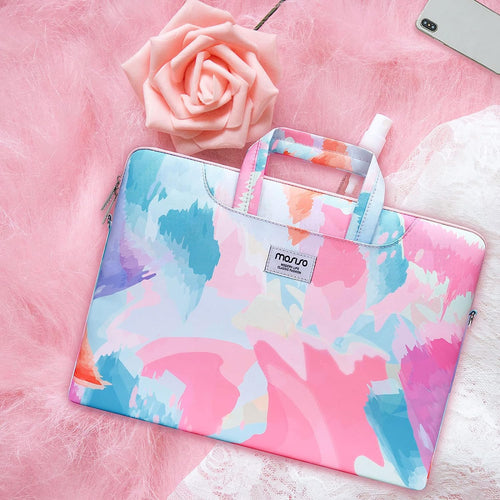 Pink Dyed Top Handle Laptop Bag
