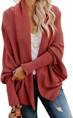 Chunky Knit Orange Kimono Long Sleeve Cardigan