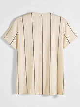 Load image into Gallery viewer, Men&#39;s Beige Striped Short Sleeve Shirt