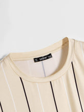 Load image into Gallery viewer, Men&#39;s Beige Striped Short Sleeve Shirt