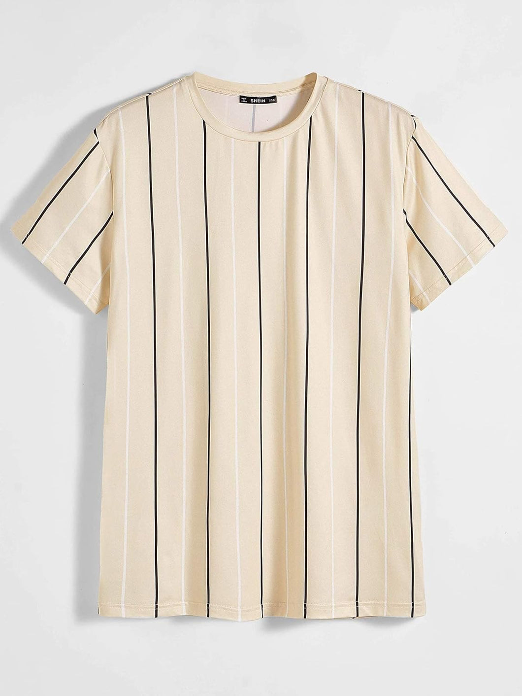 Men's Beige Striped Short Sleeve Shirt