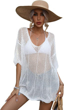 Load image into Gallery viewer, White Hollow Oversized Beach Tunic Cover Up Top