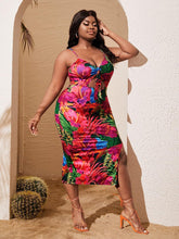 Load image into Gallery viewer, Plus Size Boho Floral Pink Sleeveless Maxi Dress