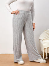 Load image into Gallery viewer, Plus Size Beige Elastic Ribbed Hgh Waist Pants