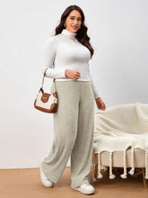 Load image into Gallery viewer, Plus Size Black Elastic Ribbed Hgh Waist Pants