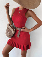 Load image into Gallery viewer, Caribbean Green Ribbed Knit Sleeveless Mini Dress