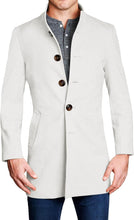 Load image into Gallery viewer, Men&#39;s High Quality White Wool Blend Long Sleeve Lapel Pea Coat
