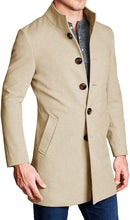 Load image into Gallery viewer, Men&#39;s High Quality Khaki Wool Blend Long Sleeve Lapel Pea Coat