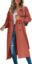 Load image into Gallery viewer, Classic Double Breasted Windproof Lapel Slim Red Trench Coat with Belt