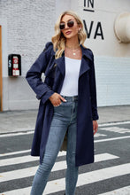 Load image into Gallery viewer, Classic Double Breasted Windproof Lapel Slim Navy Blue Trench Coat with Belt