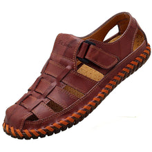 Load image into Gallery viewer, Maroon Men&#39;s Breathable Leather Outdoor Summer Sandals