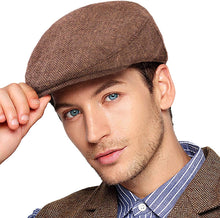 Load image into Gallery viewer, Men&#39;s Green Plaid Classic Wool Blend Tweed Flat Cap