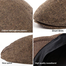 Load image into Gallery viewer, Men&#39;s Green Plaid Classic Wool Blend Tweed Flat Cap