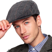 Load image into Gallery viewer, Men&#39;s Green Plaid Classic Wool Blend Tweed Flat Cap